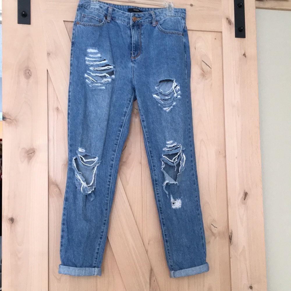 Forever 21 High Waist Destroyed Jean